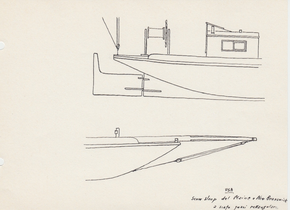 155 USA - scow sloop del Maine e New Brunswick a scafo quasi rettangolare
